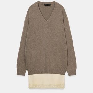 Zara light mink touch of cashmere blend sweater with slip dress NWT